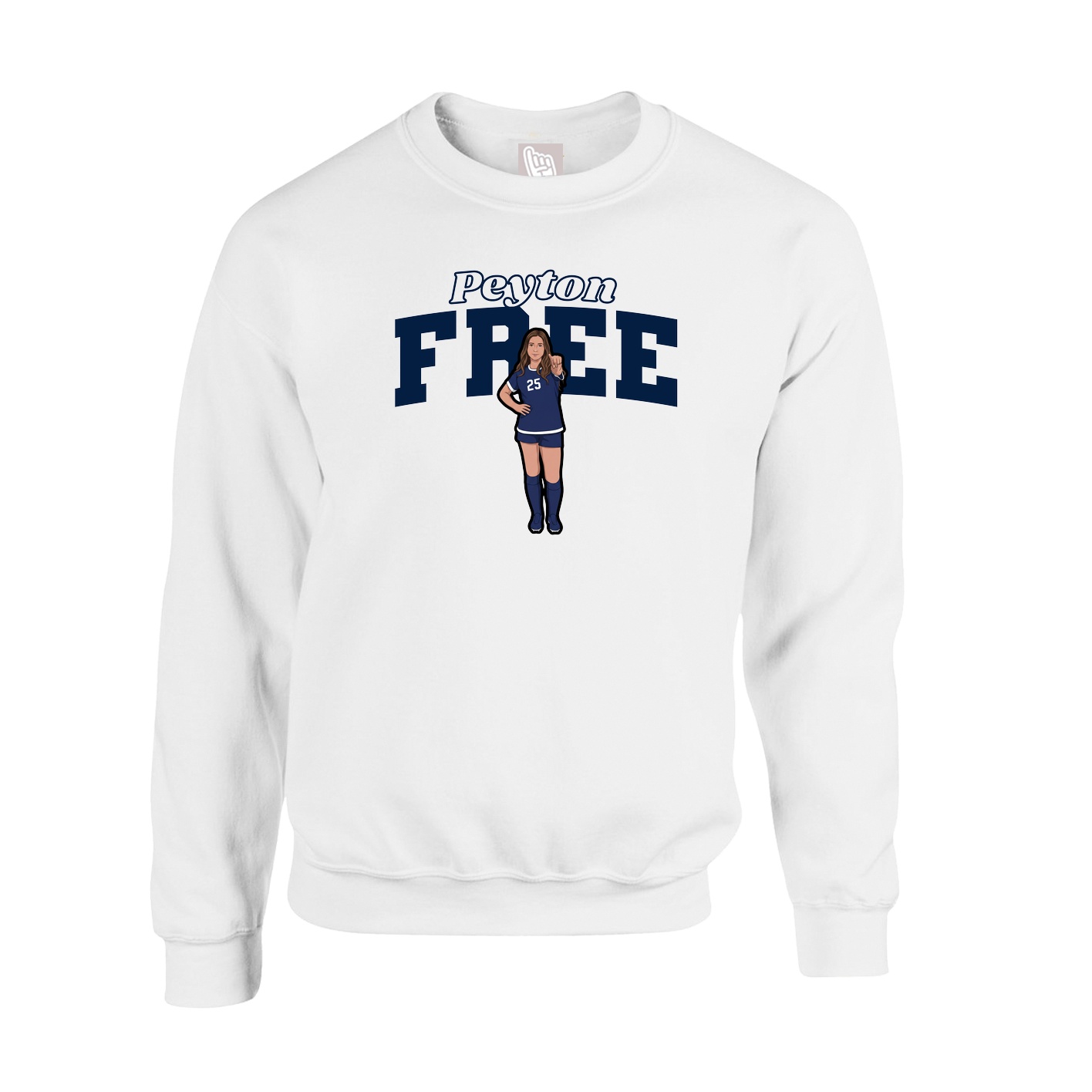 Fleece Crew — Name Arch in White