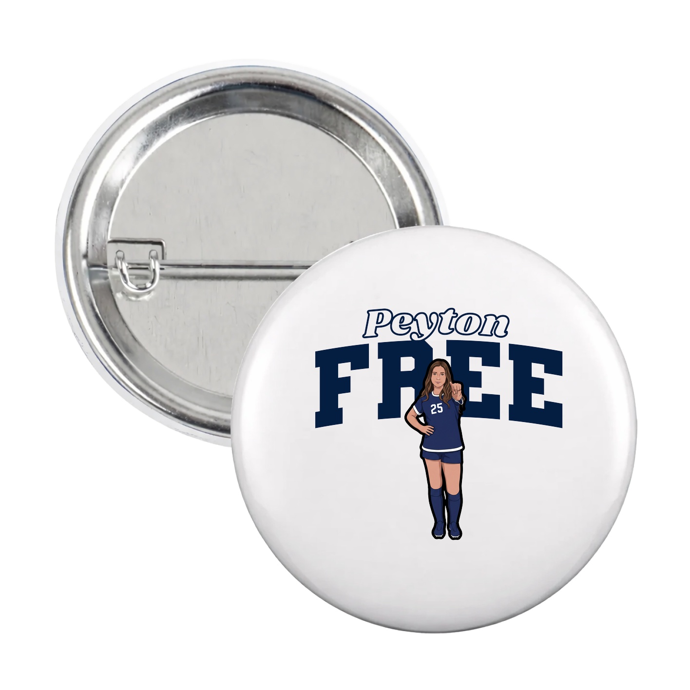 Game Day Button — Name Arch in White