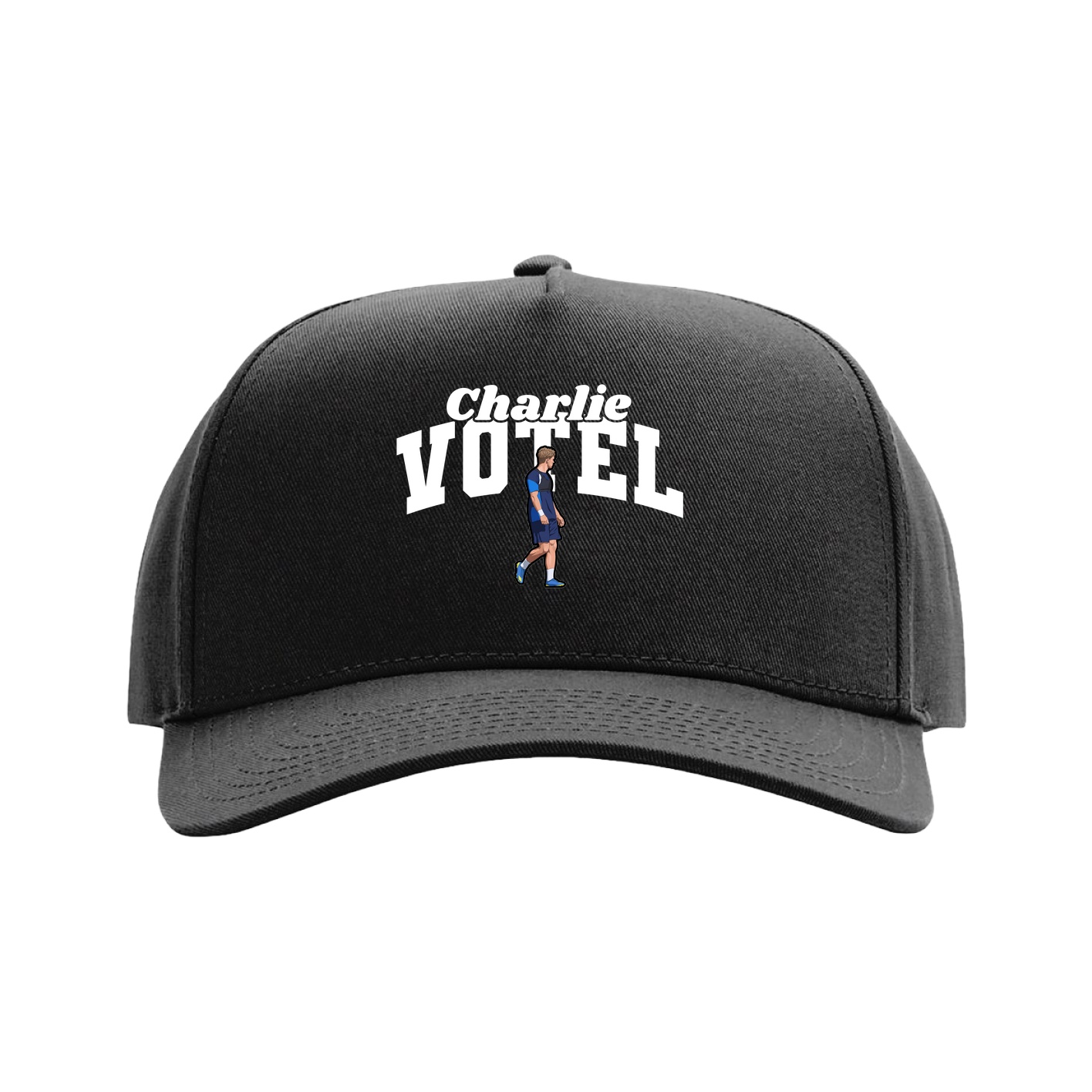 Full Fabric Five-Panel Champ Cap — Signature Arch in Black