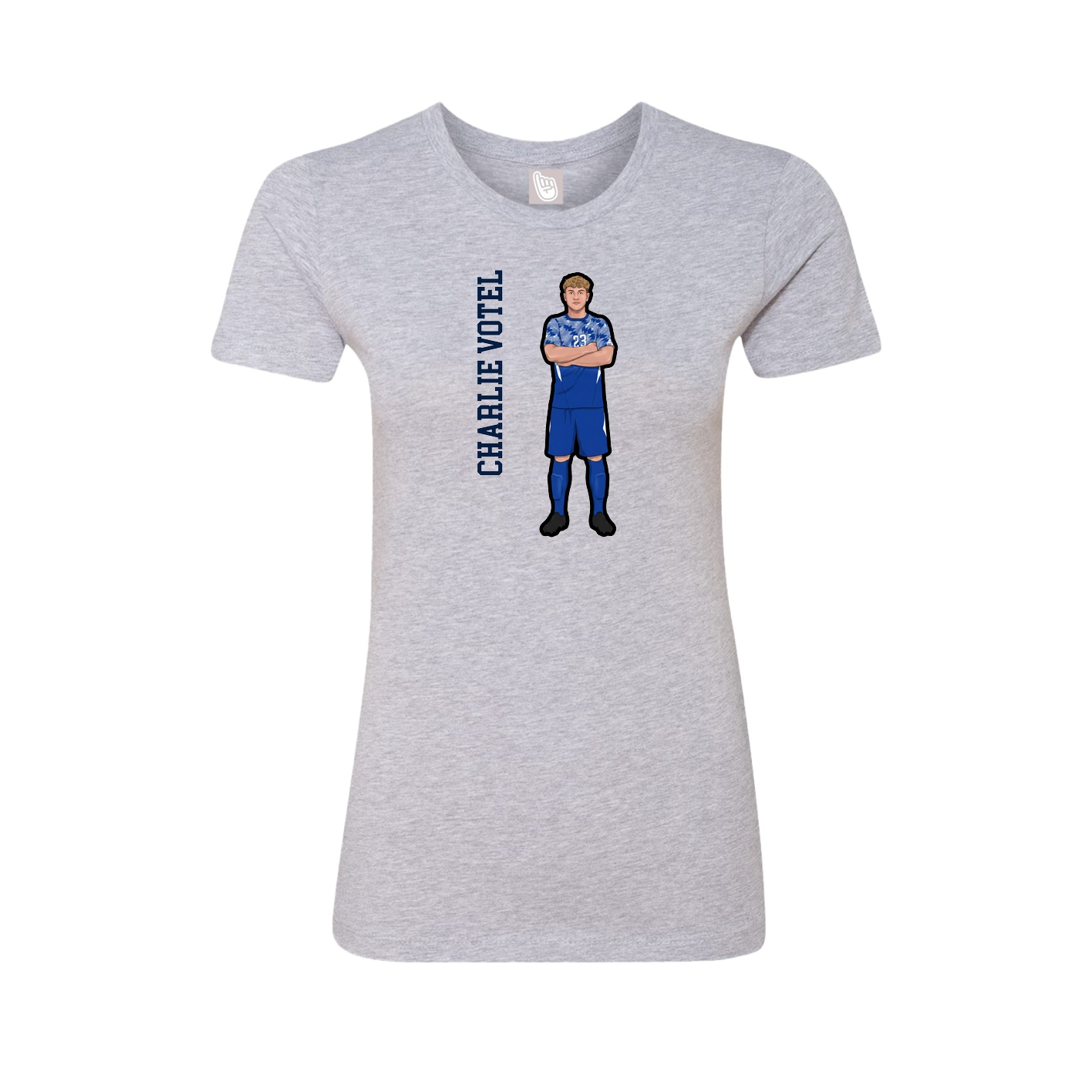 Fitted Women's Tee — Name Vertical in Grey