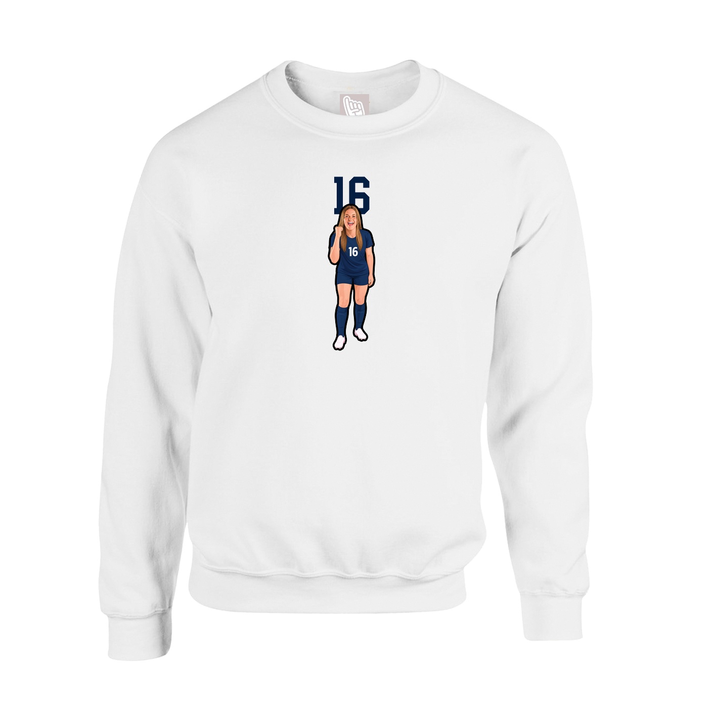 Fleece Crew — Number Top in White