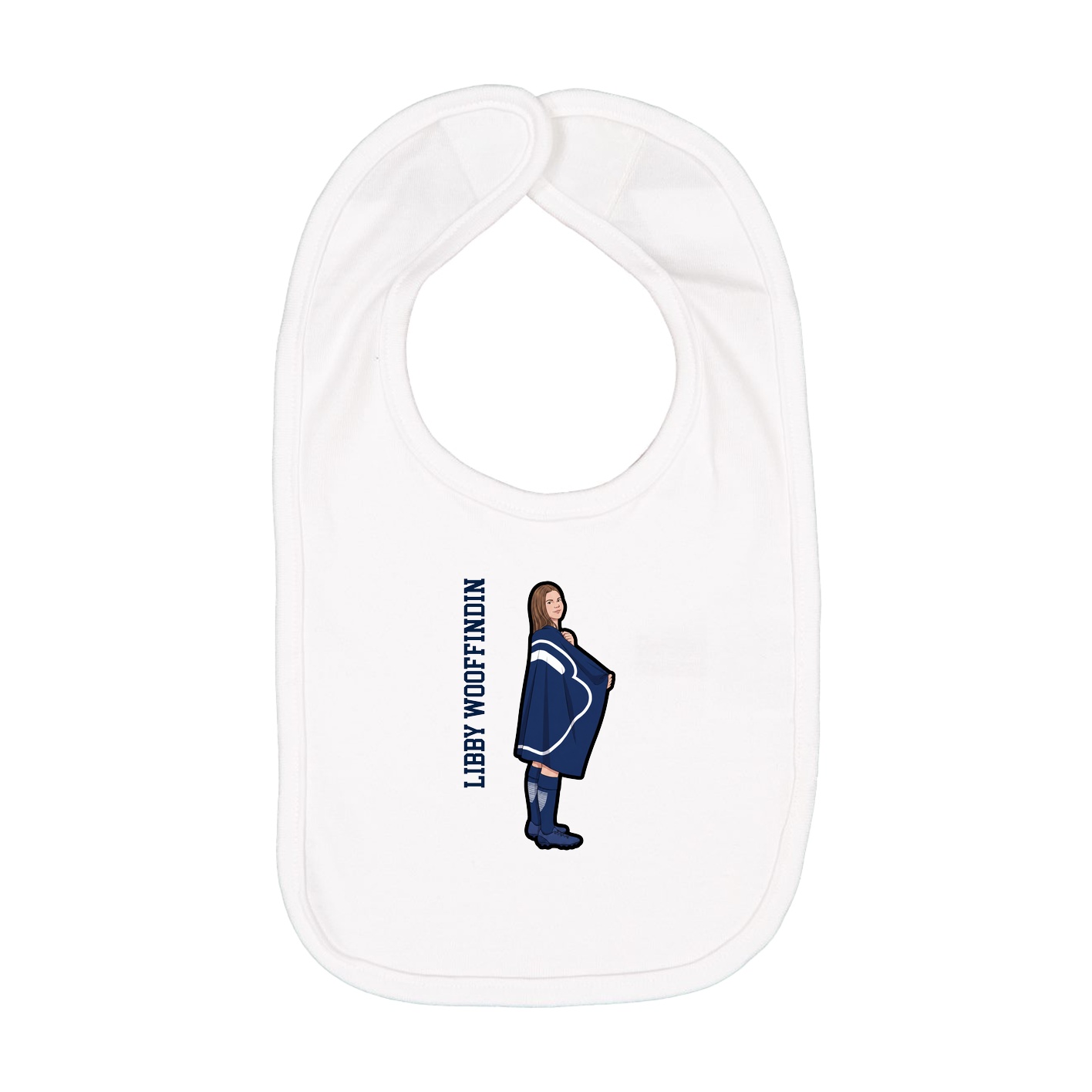 Infant Bib — Name Vertical in White