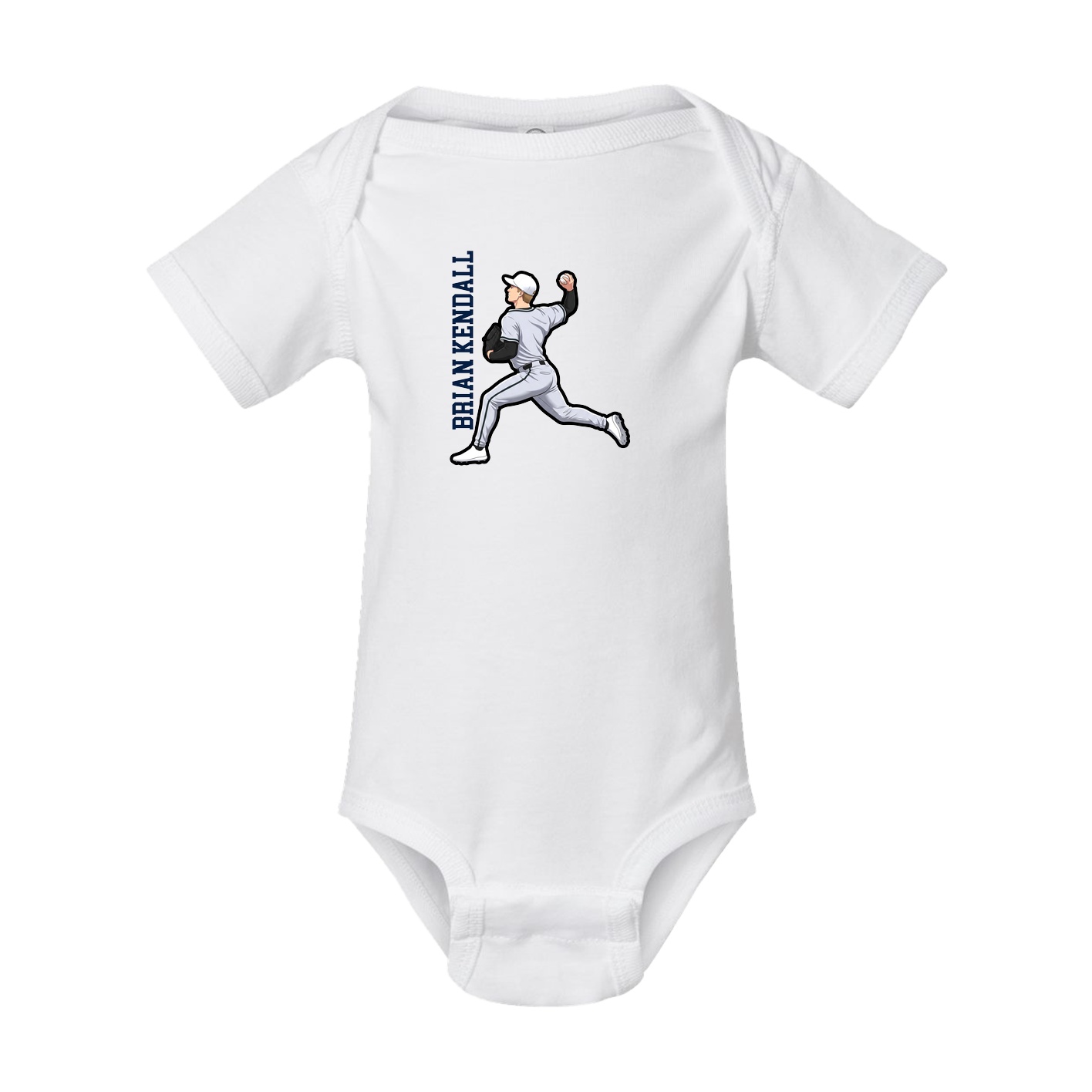 Baby Onesie — Name Vertical in White
