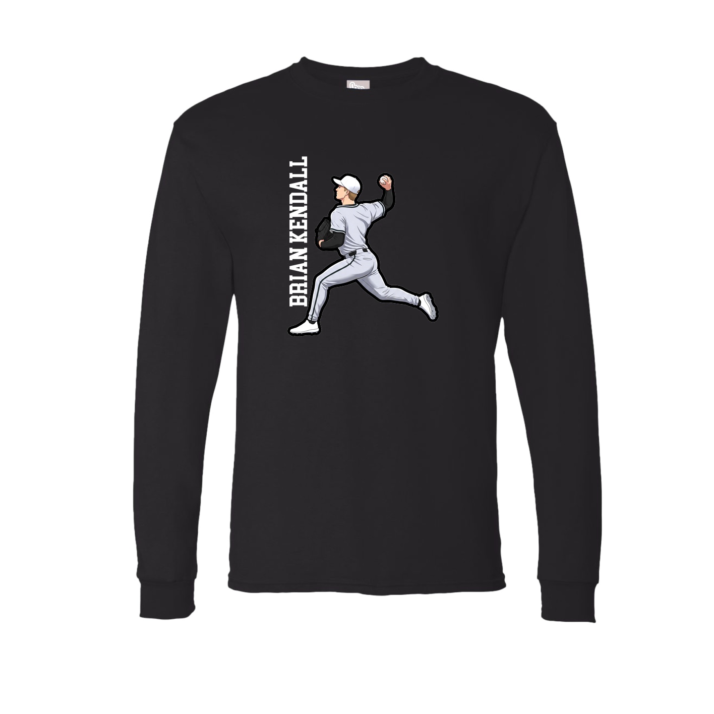 Long Sleeve Tee — Name Vertical in Black