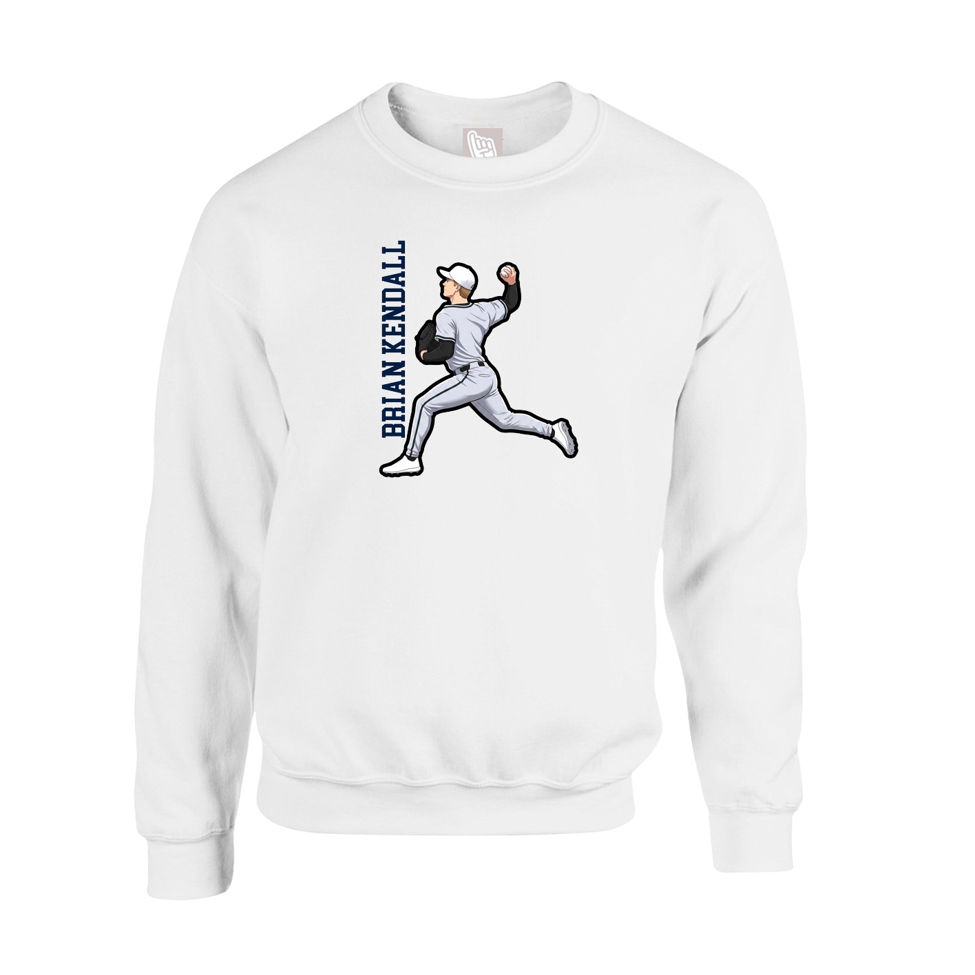 Fleece Crew — Name Vertical in White