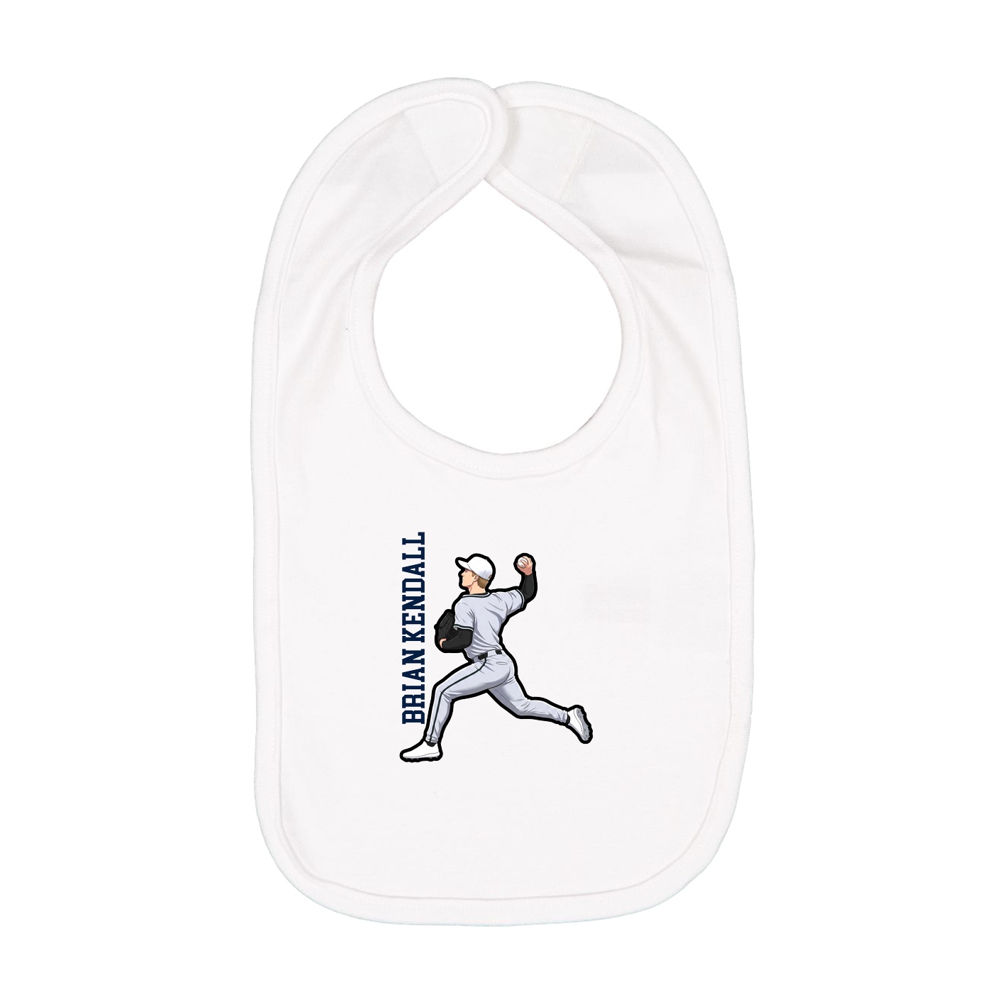 Infant Bib — Name Vertical in White