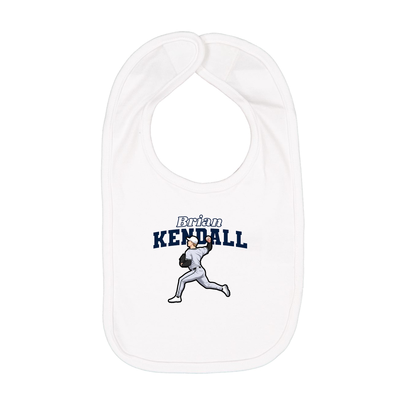 Infant Bib — Name Arch in White