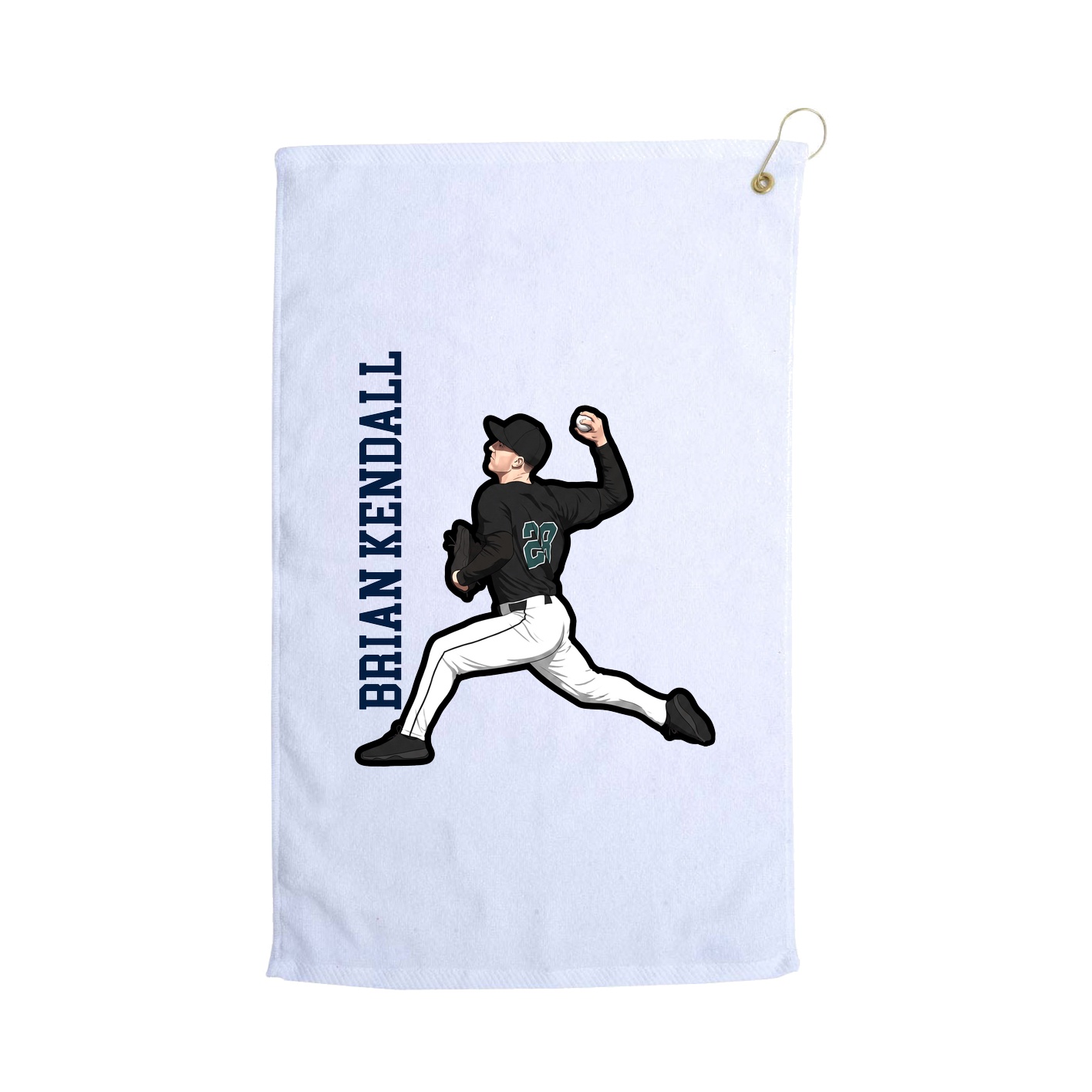 Golf Towel — Name Vertical in White