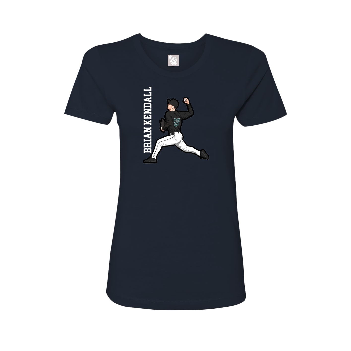 Fitted Women's Tee — Name Vertical in Navy