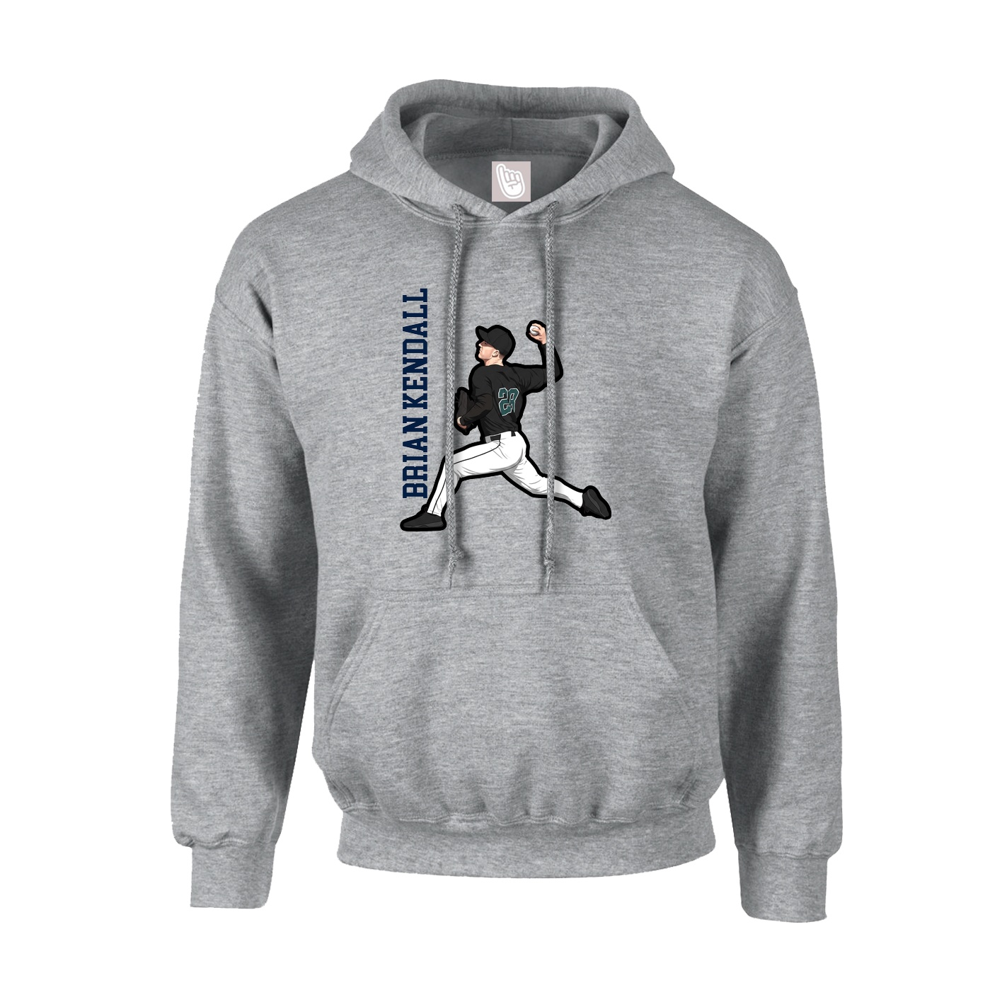 Hoodie — Name Vertical in Grey