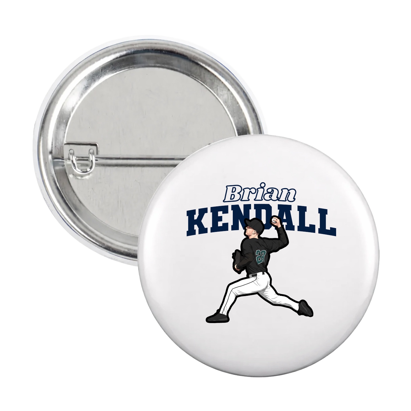 Game Day Button — Name Arch in White