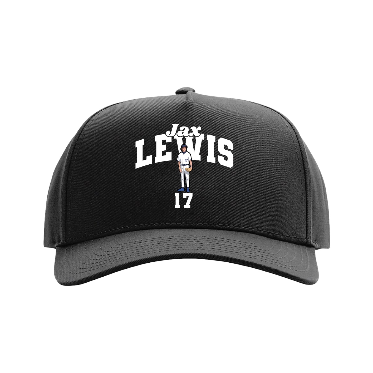 Full Fabric Five-Panel Champ Cap — Signature Arch in Black
