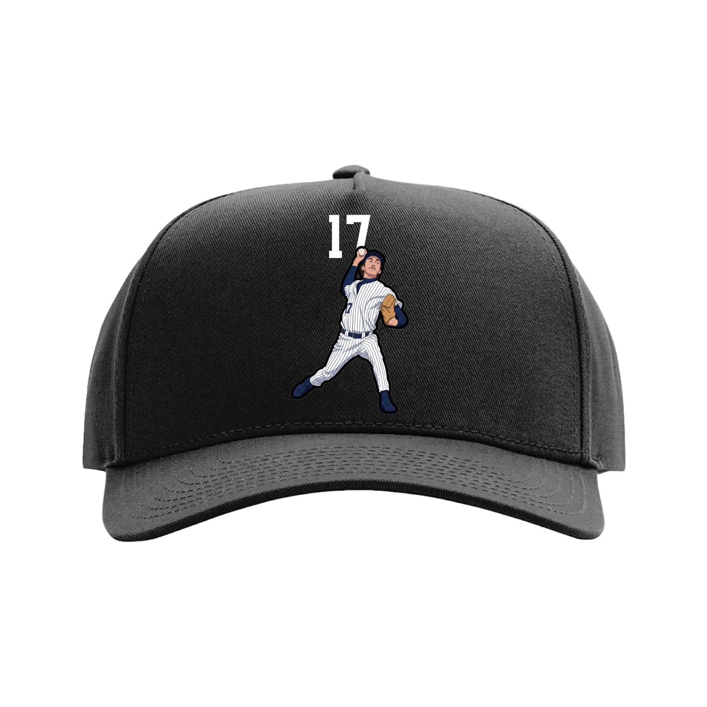 Full Fabric Five-Panel Champ Cap — Number Top in Black