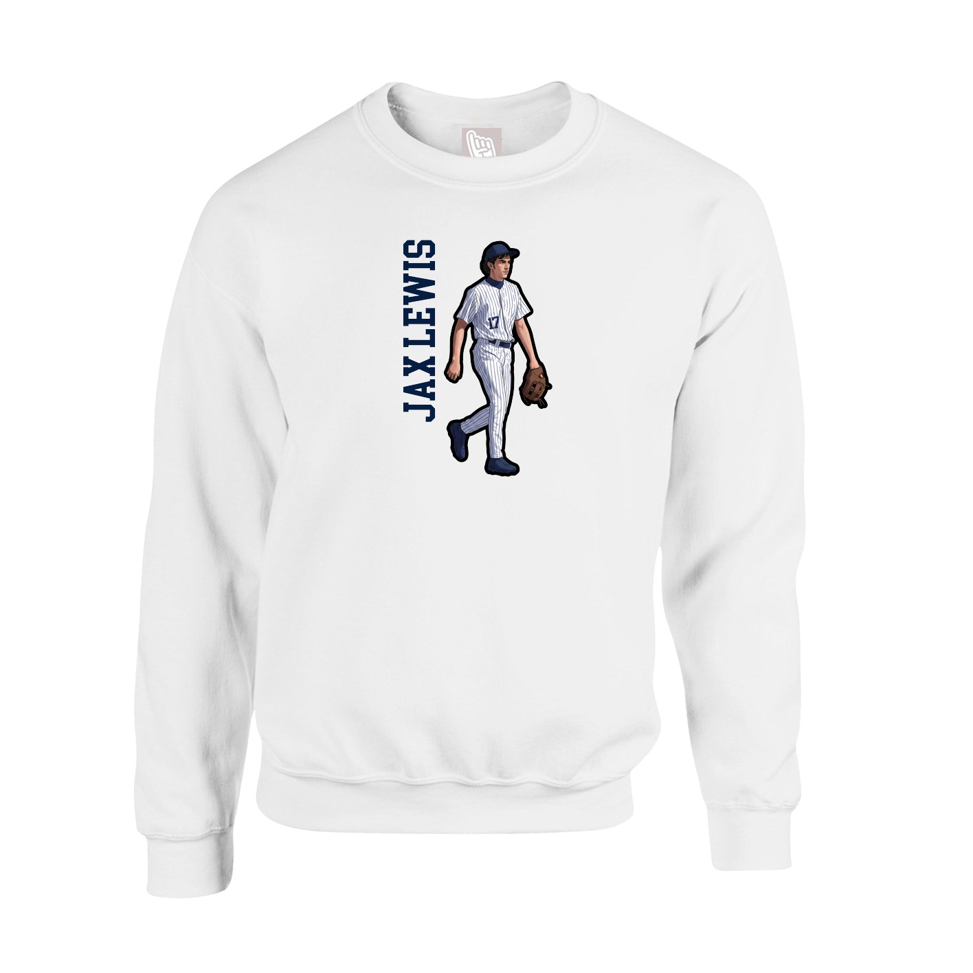 Fleece Crew — Name Vertical in White