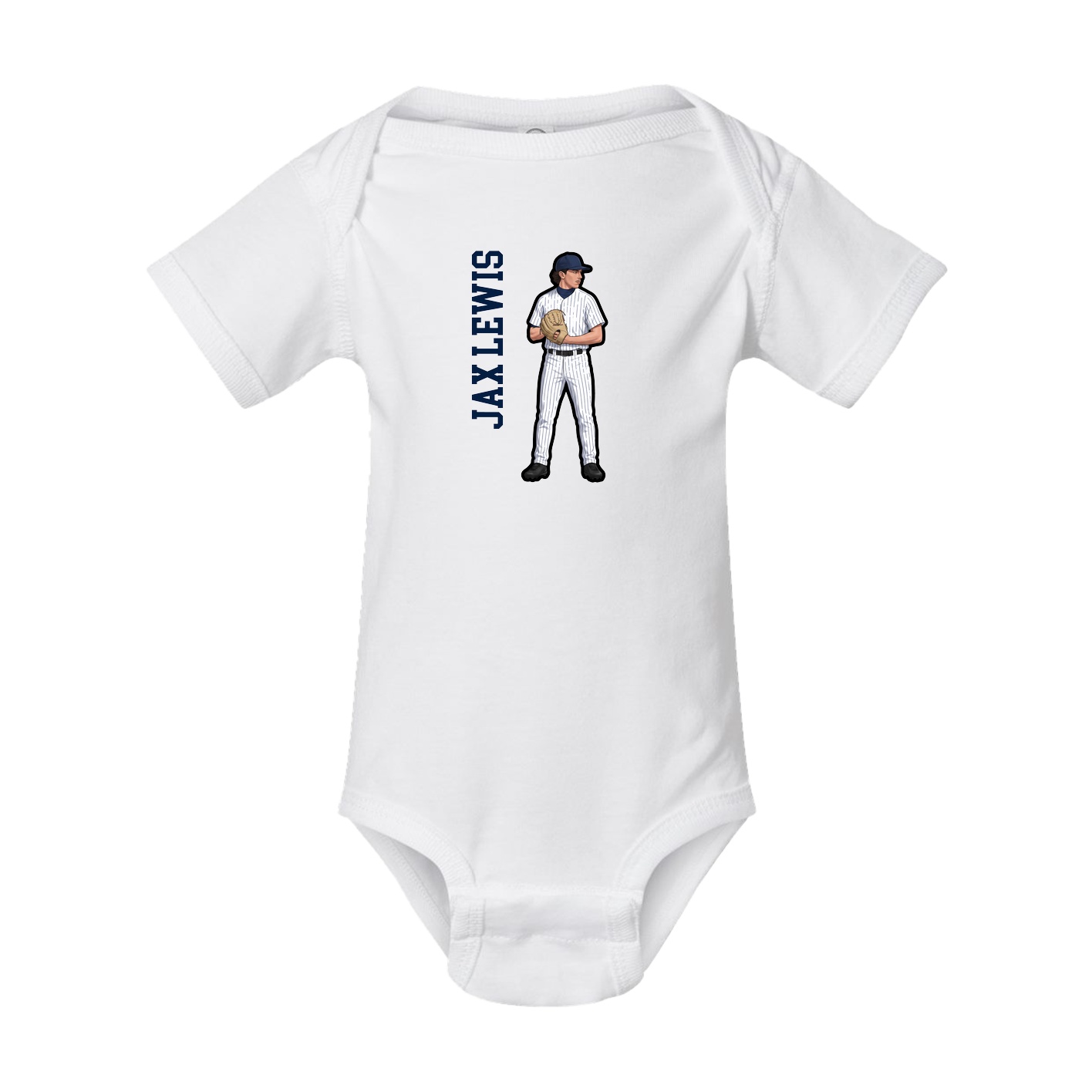 Baby Onesie — Name Vertical in White