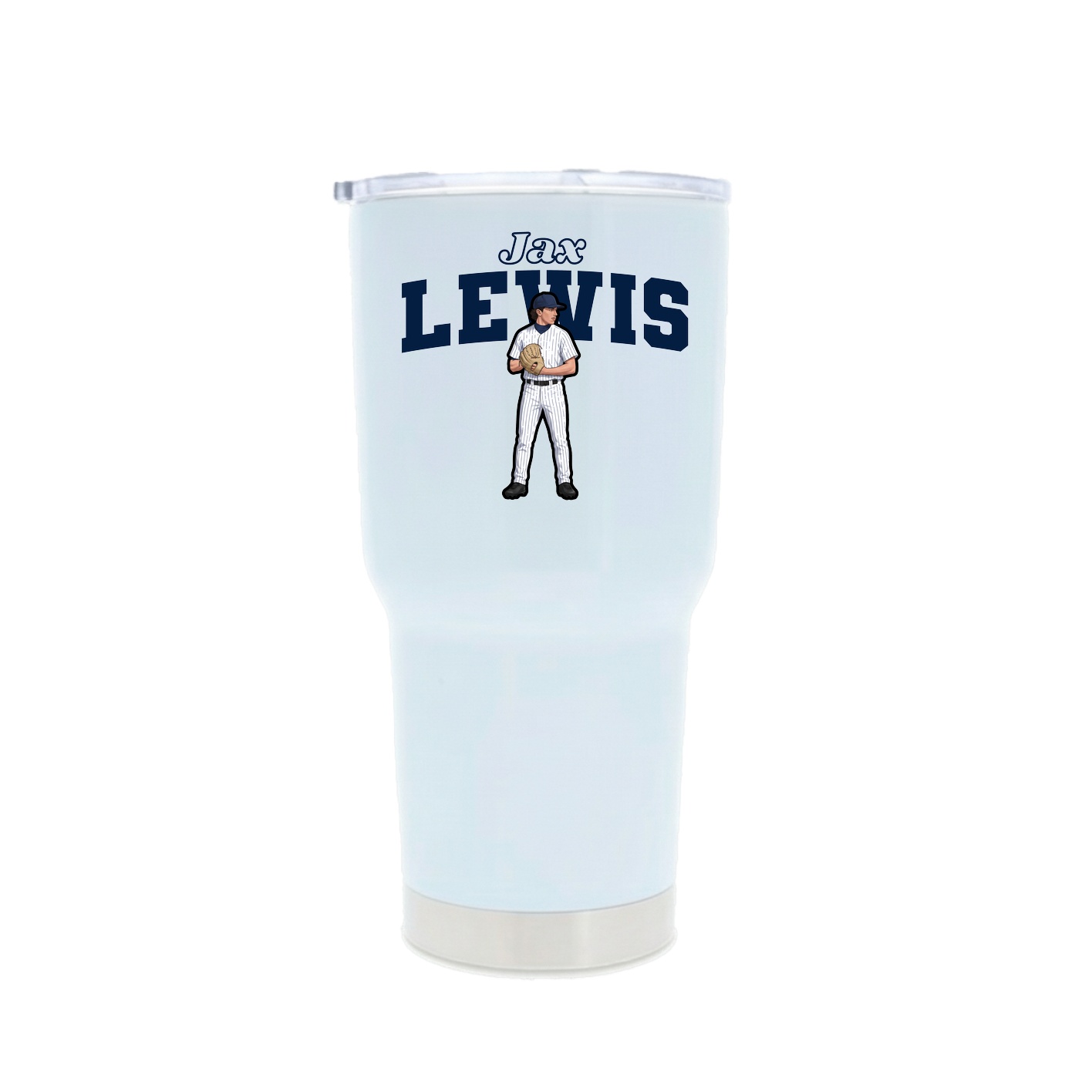 30oz Stainless Steel Tumbler — Name Arch in White