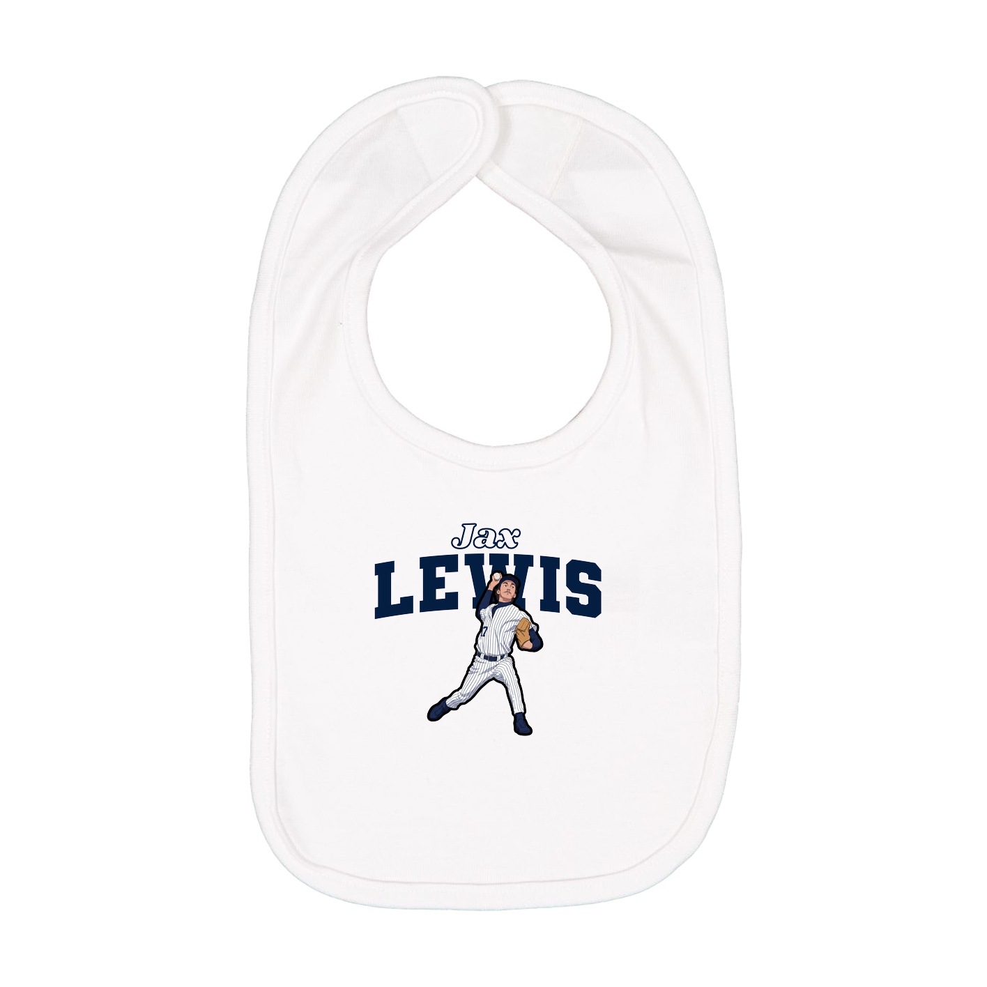 Infant Bib — Name Arch in White
