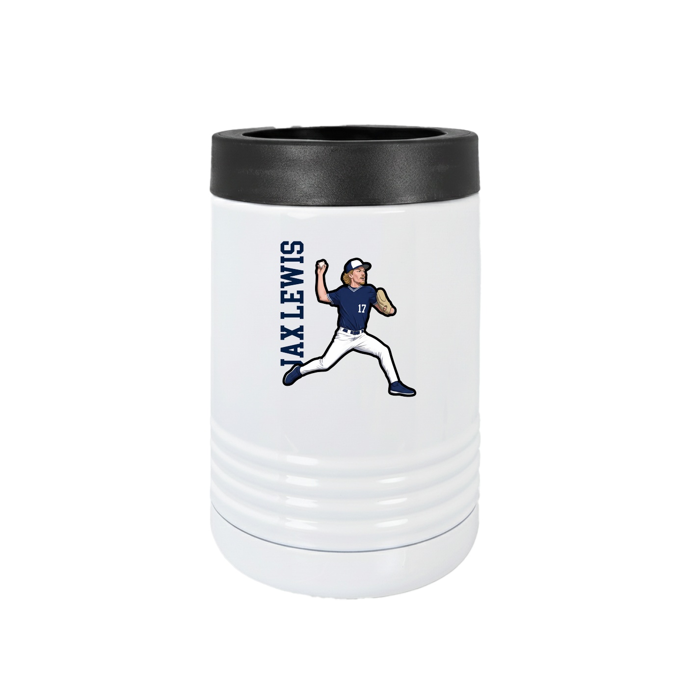Beverage Holder — Name Vertical in White