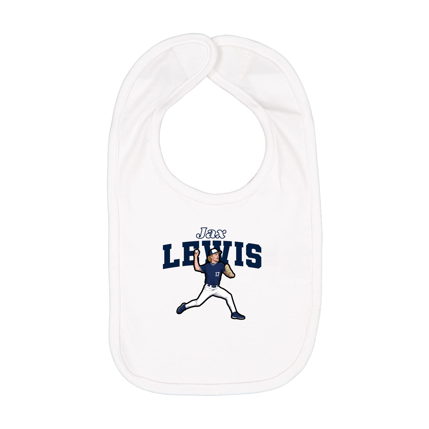 Infant Bib — Name Arch in White