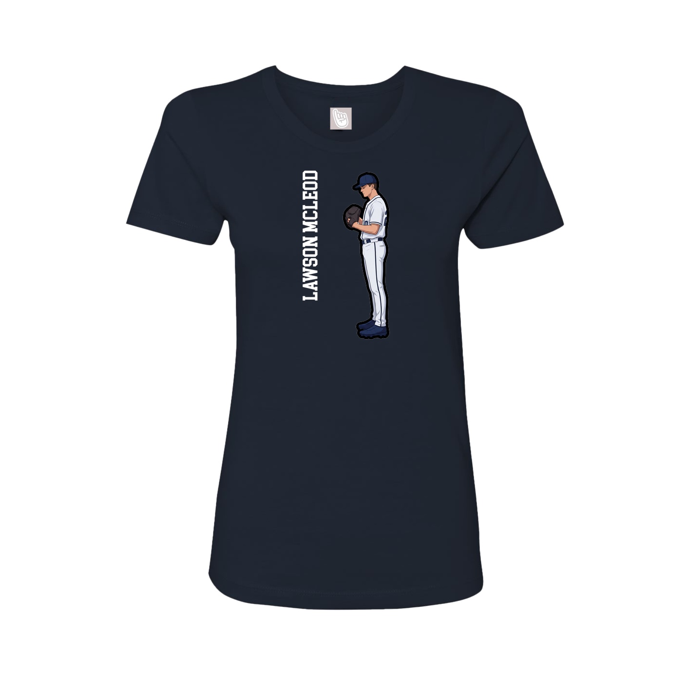 Fitted Women's Tee — Name Vertical in Navy