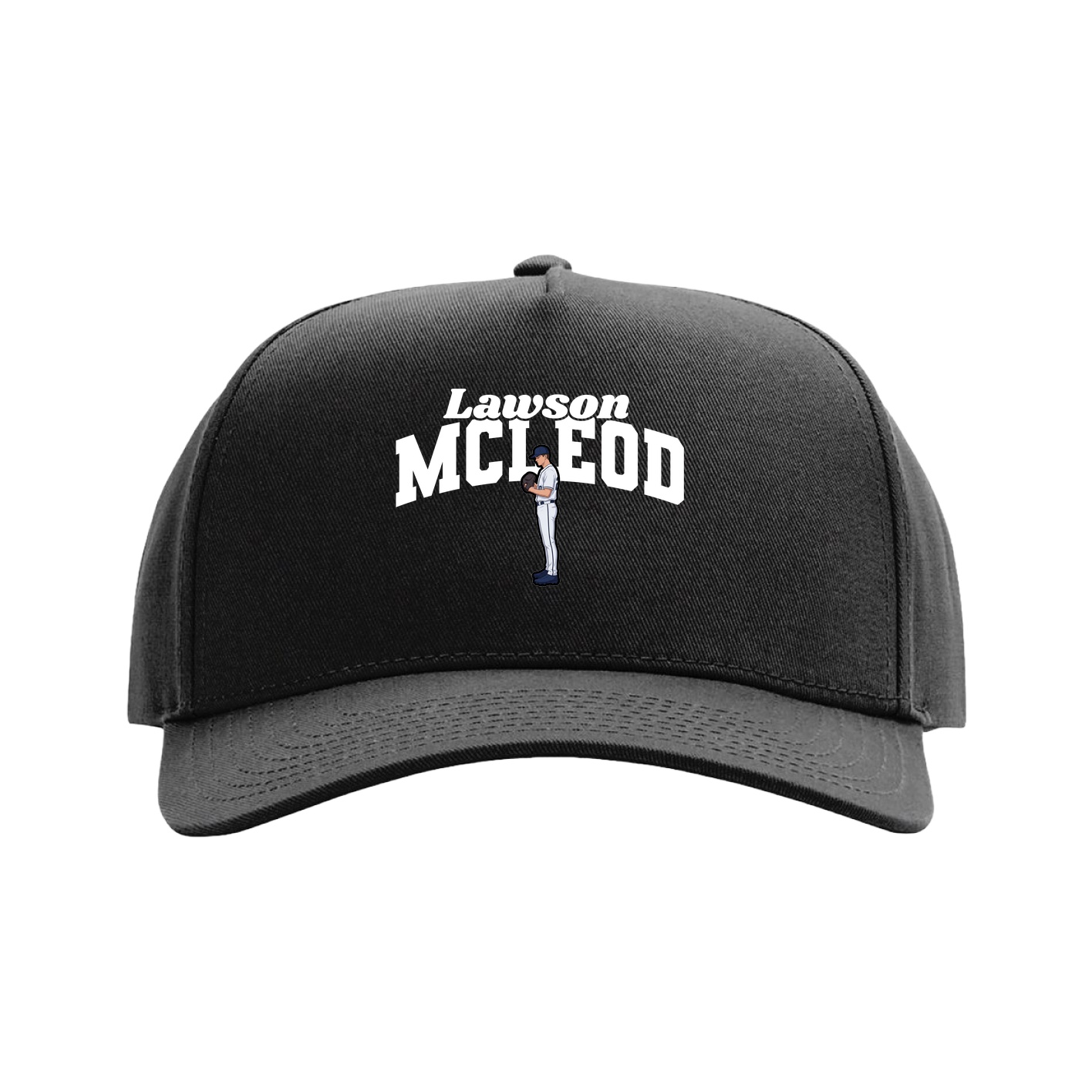 Full Fabric Five-Panel Champ Cap — Signature Arch in Black
