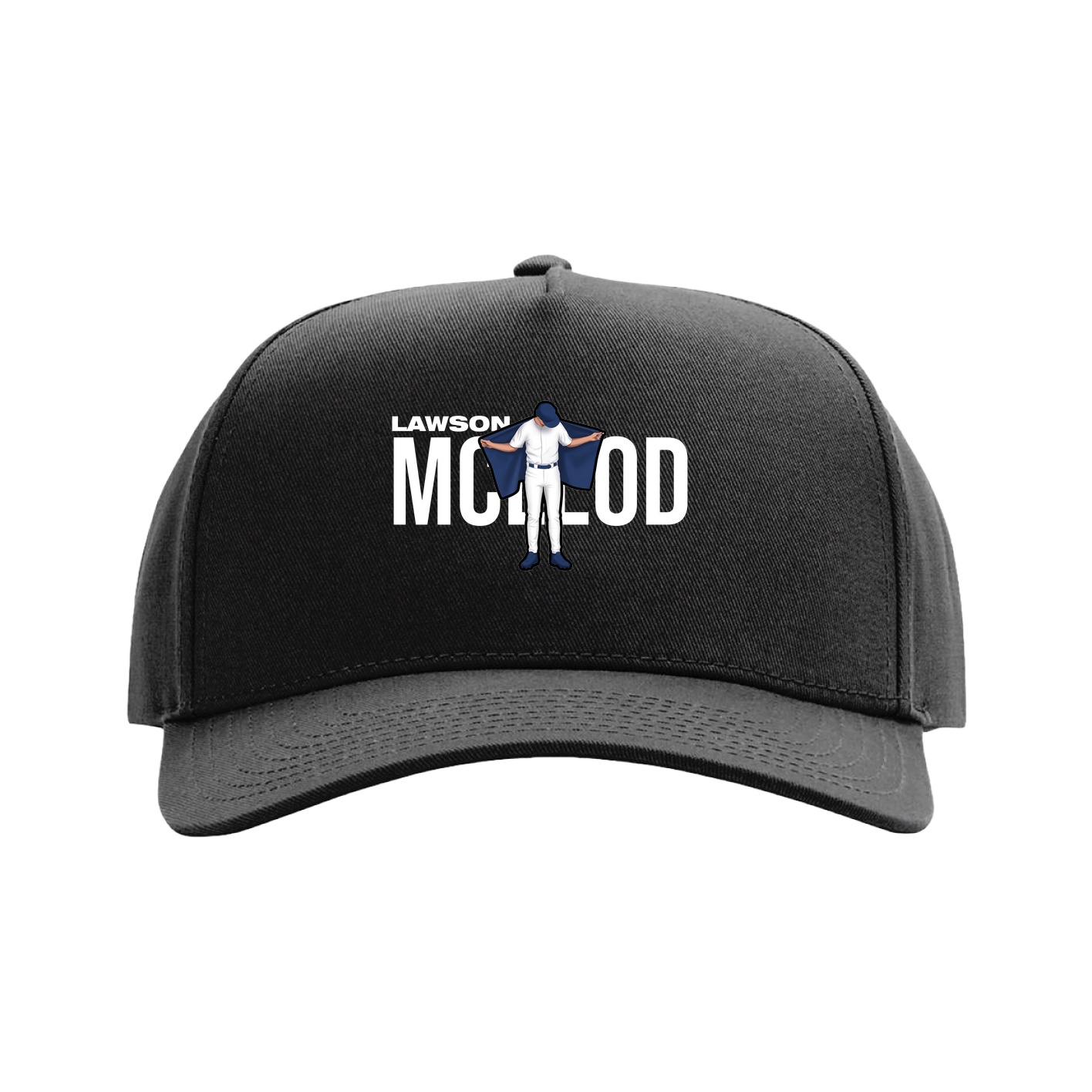 Full Fabric Five-Panel Champ Cap — Player Name in Black