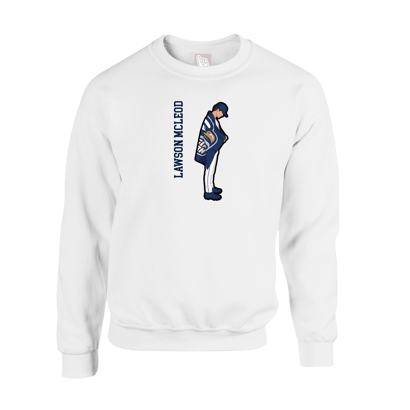 Fleece Crew — Name Vertical in White