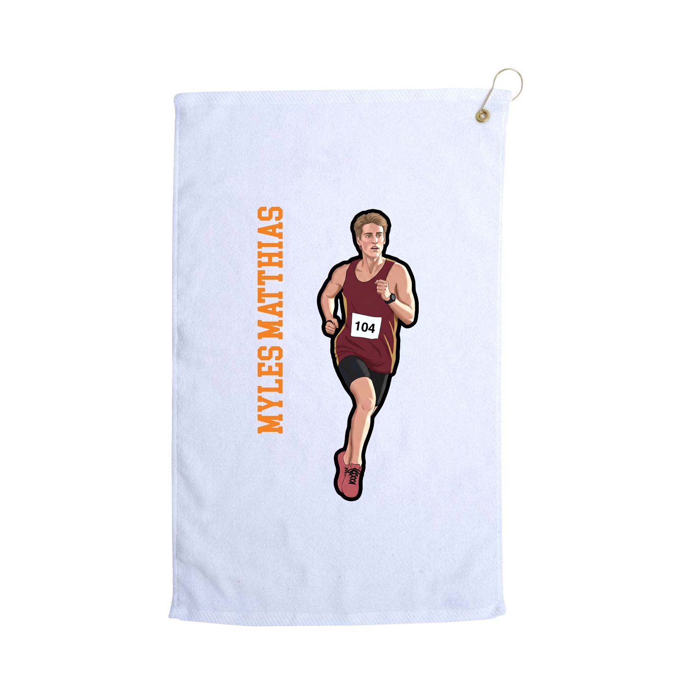 Golf Towel — Name Vertical in White