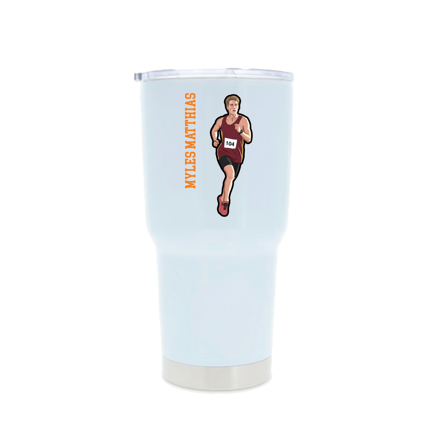 30oz Stainless Steel Tumbler — Name Vertical in White