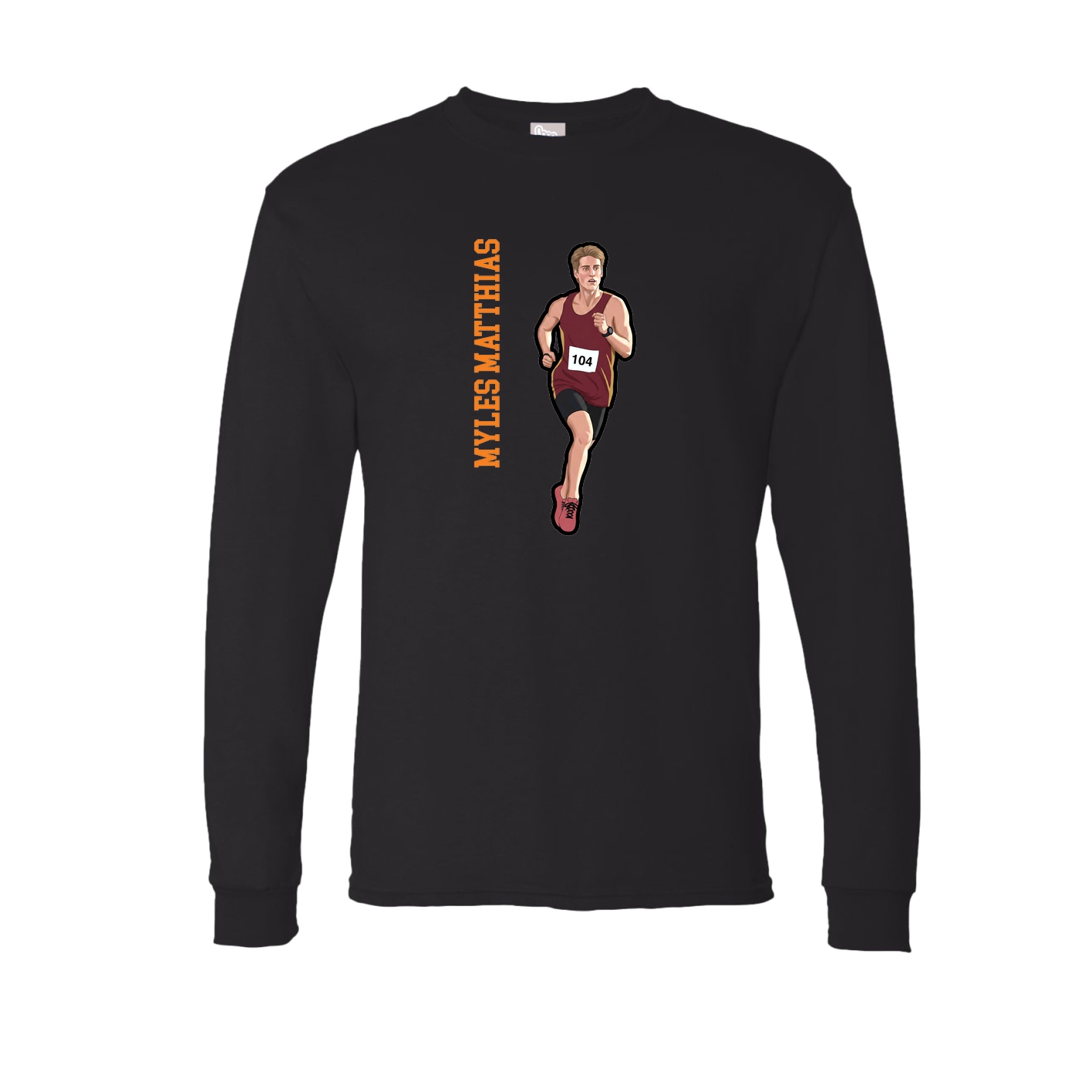 Long Sleeve Tee — Name Vertical in Black