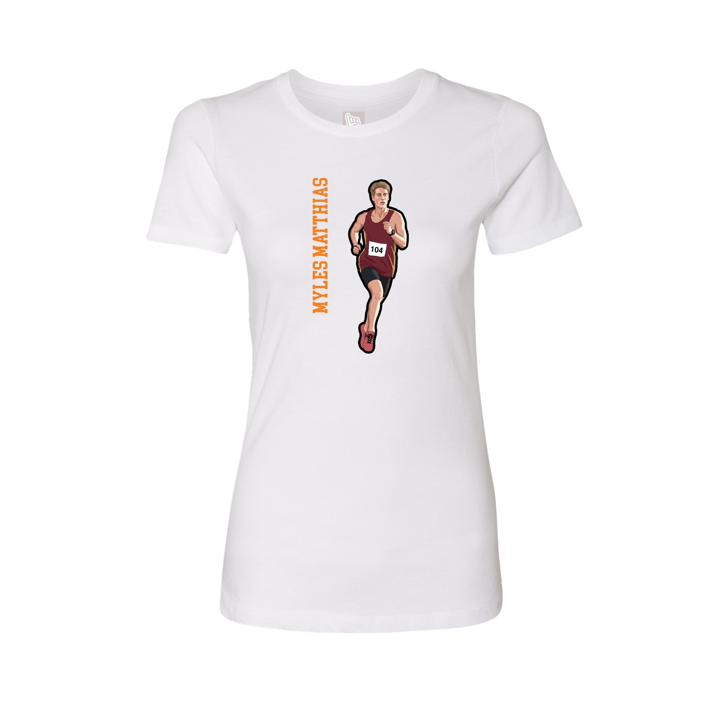 Womens Tee — Name Vertical in White
