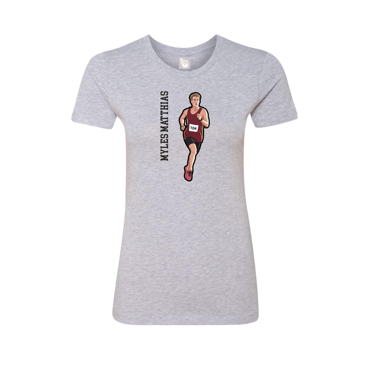 Fitted Women's Tee — Name Vertical in Grey