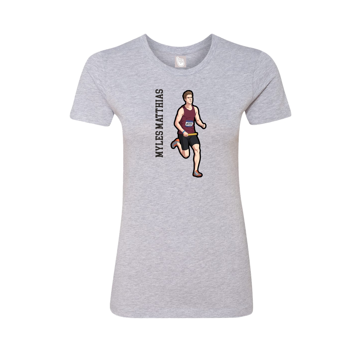Womens Tee — Name Vertical in Grey