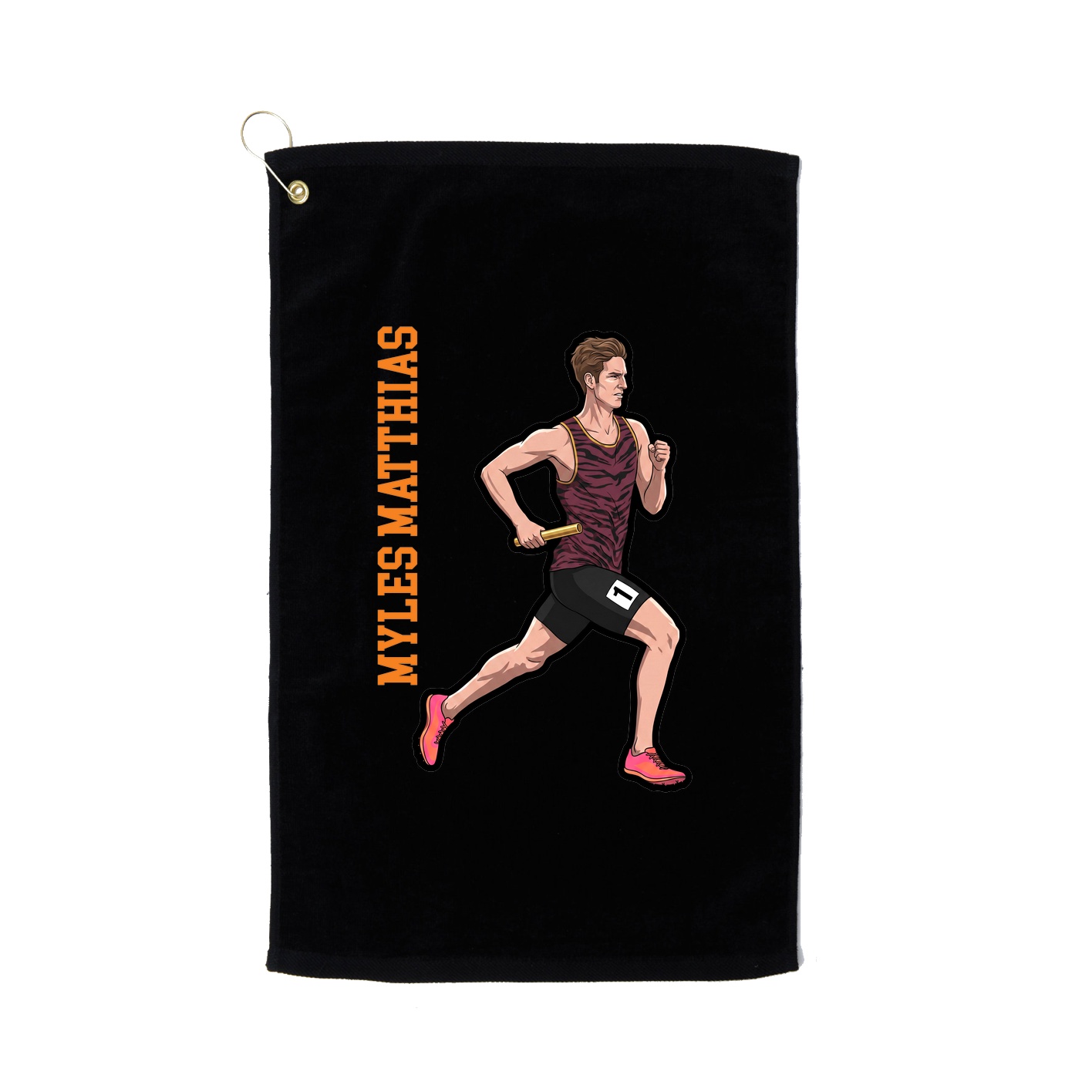 Golf Towel — Name Vertical in Black
