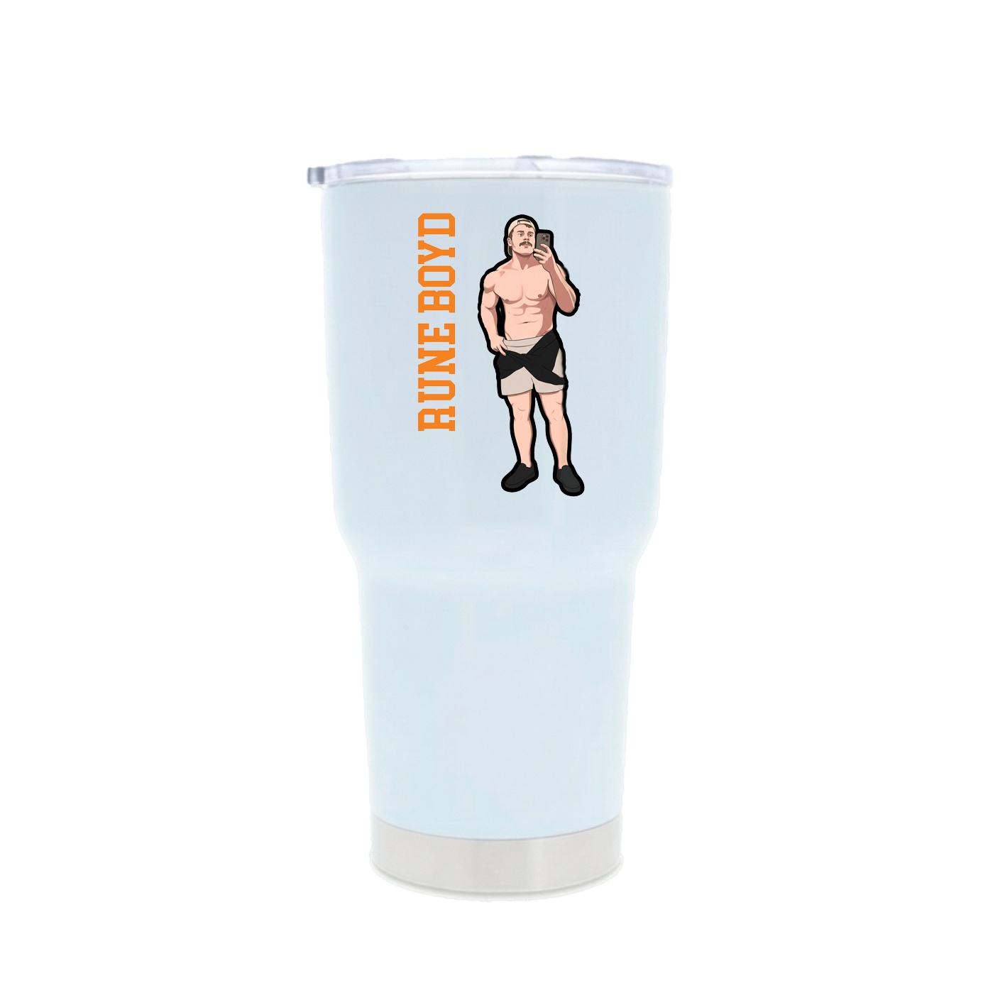 30oz Stainless Steel Tumbler — Name Vertical in White