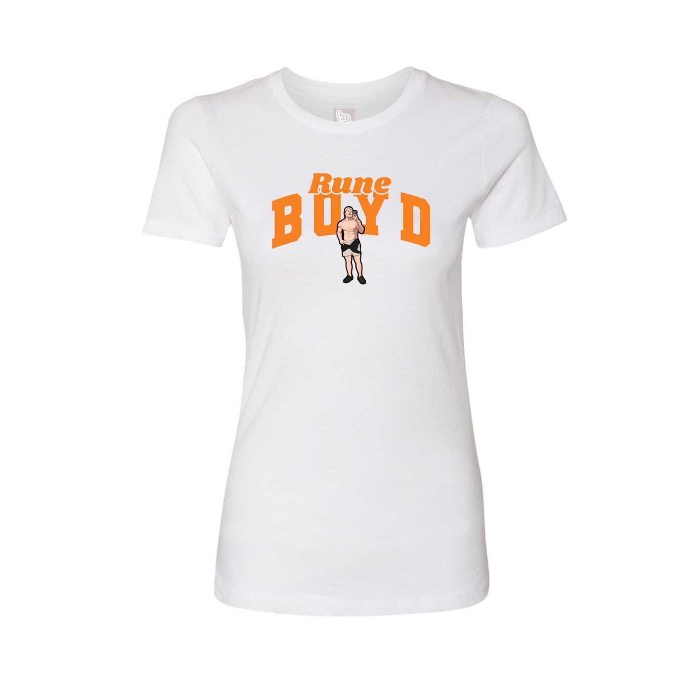 Fitted Women's Tee — Signature Arch in White
