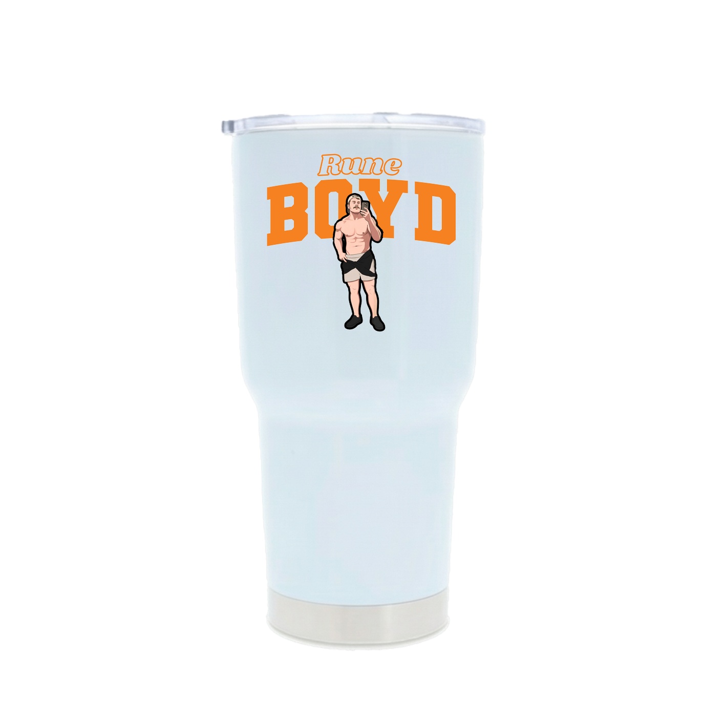 30oz Stainless Steel Tumbler — Name Arch in White