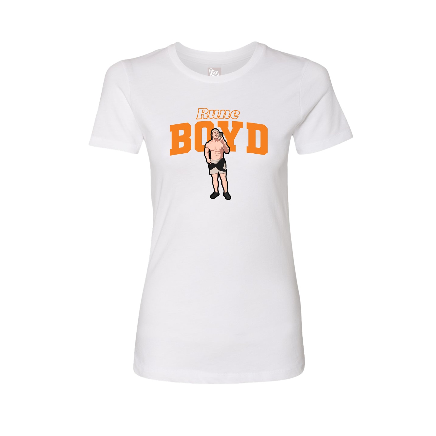 Fitted Women's Tee — Name Arch in White