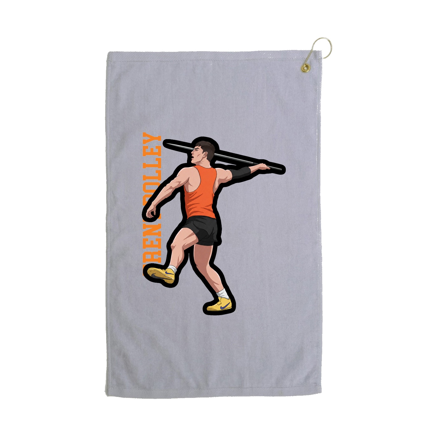 Golf Towel — Name Vertical in Grey
