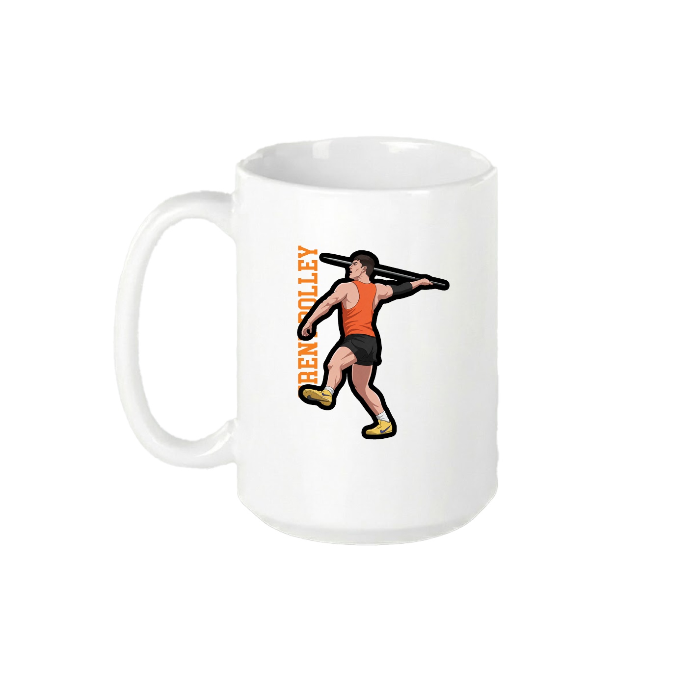 15oz Coffee Mug — Name Vertical in White