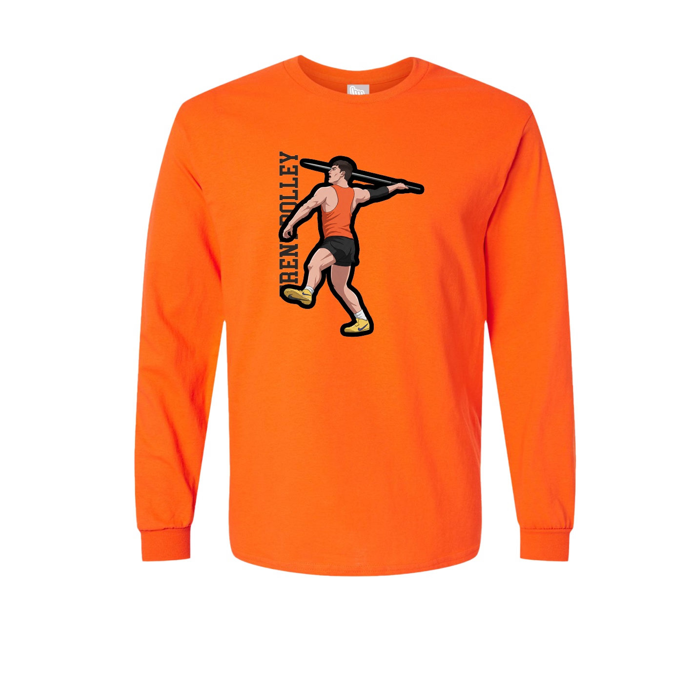 Long Sleeve Tee — Name Vertical in Orange