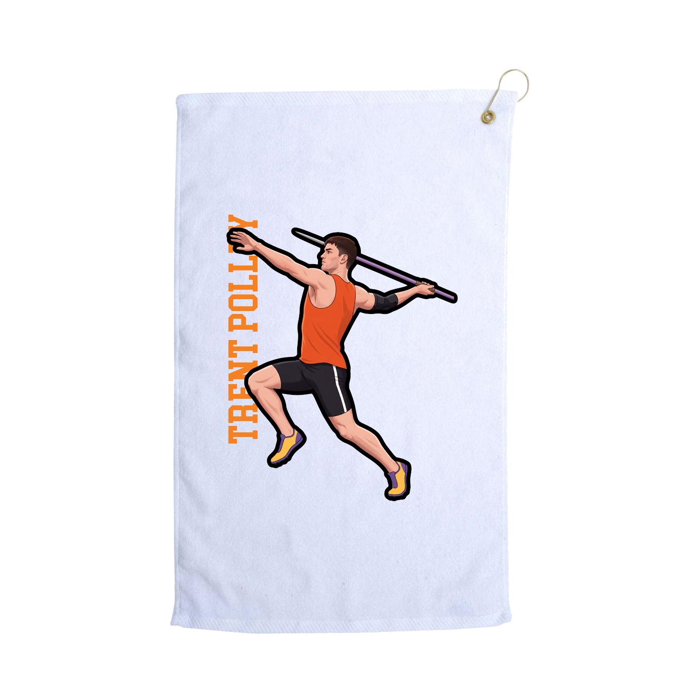 Golf Towel — Name Vertical in White