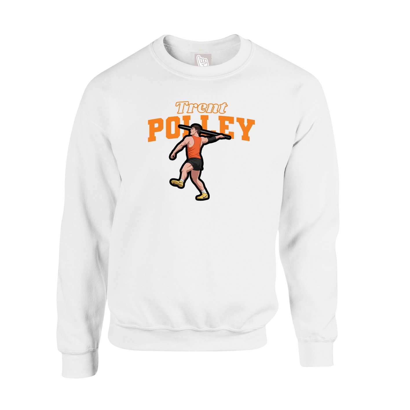 Fleece Crew — Name Arch in White