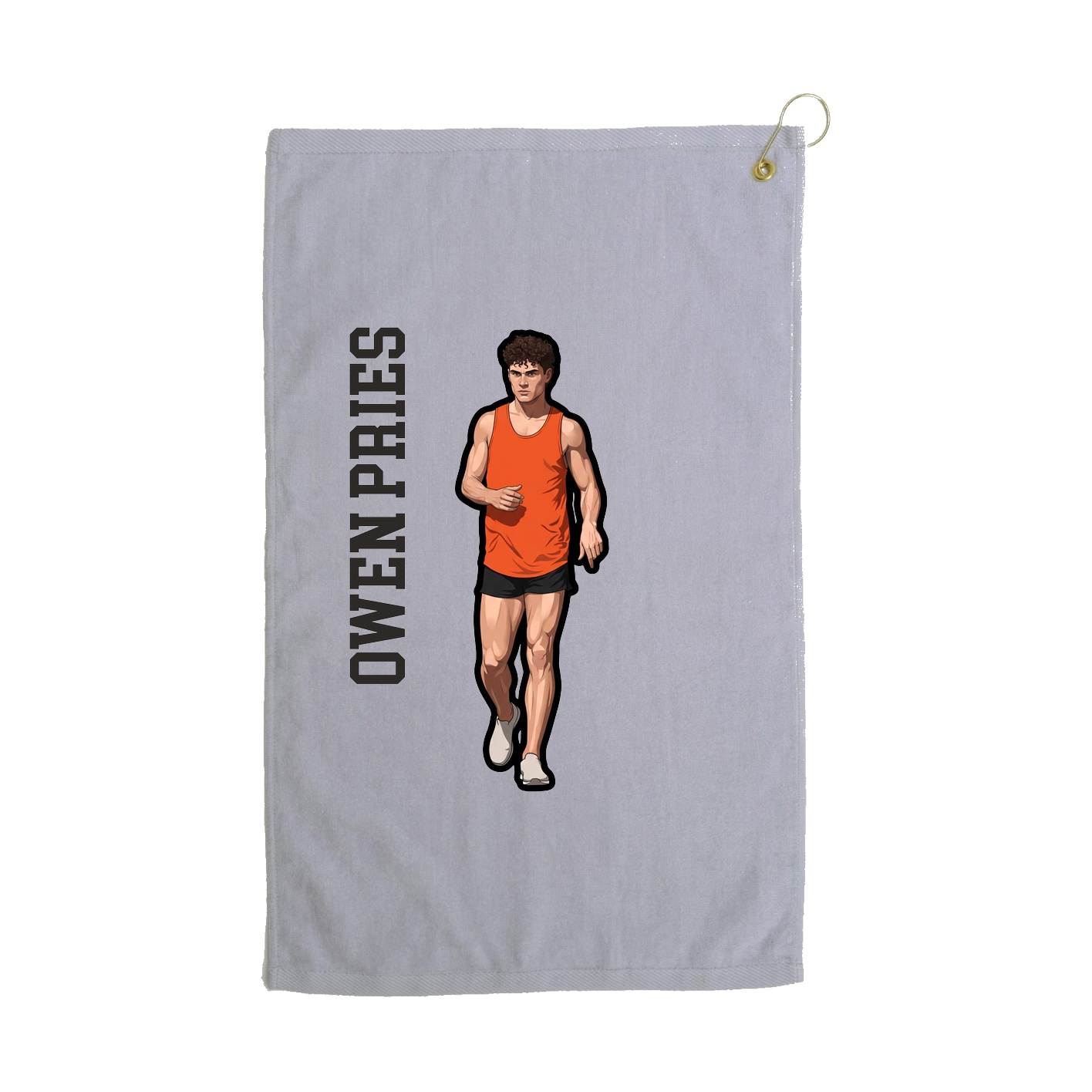Golf Towel — Name Vertical in Grey