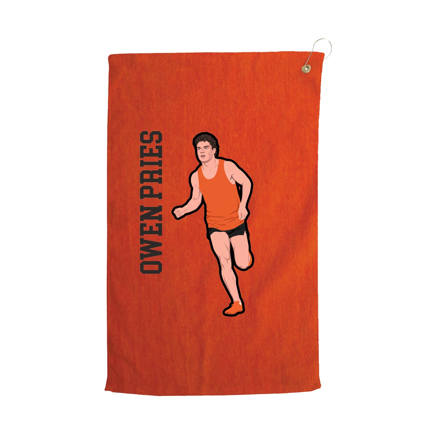 Golf Towel — Name Vertical in Orange