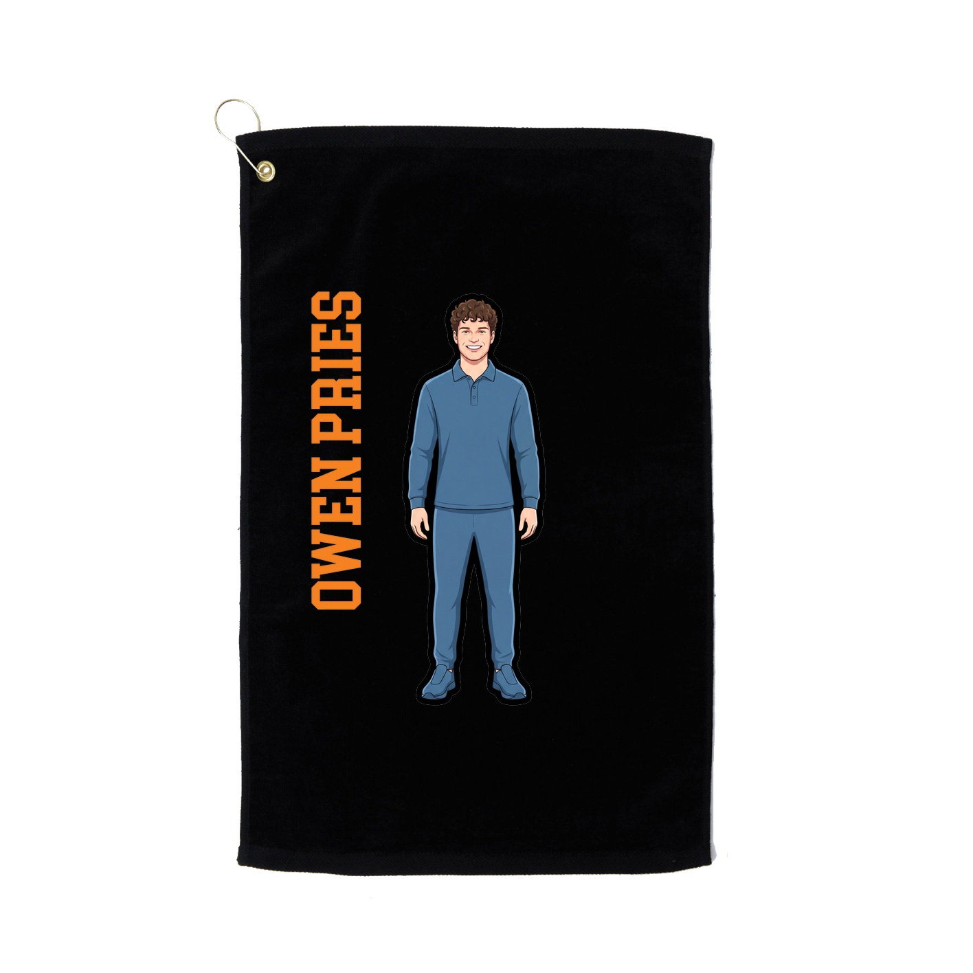 Golf Towel — Name Vertical in Black