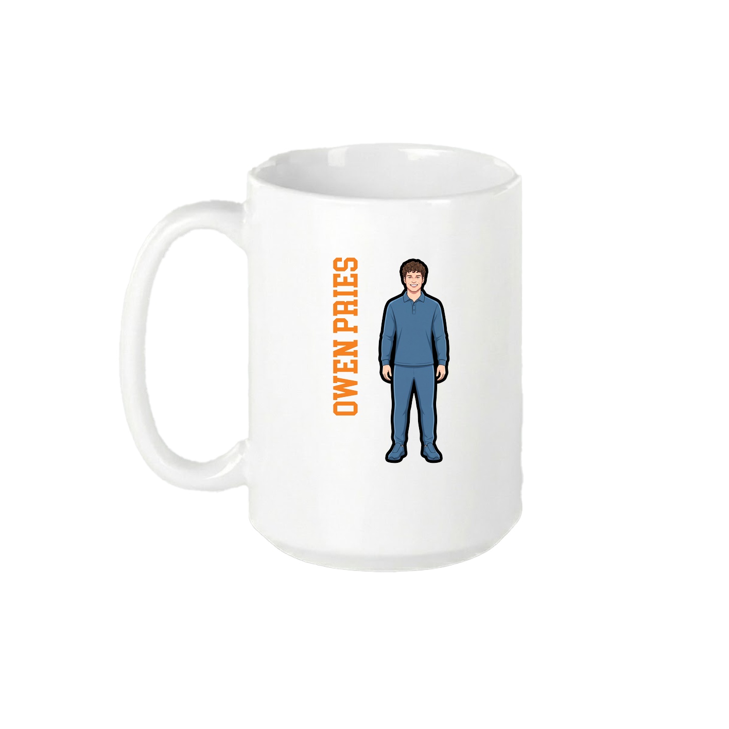 15oz Coffee Mug — Name Vertical in White