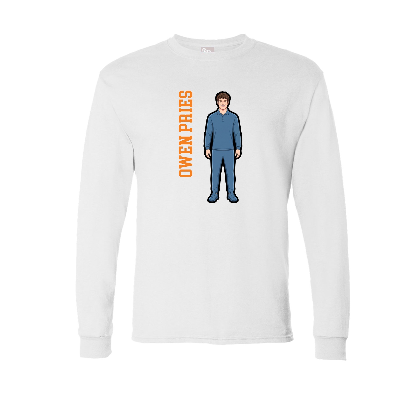 Long Sleeve Tee — Name Vertical in White