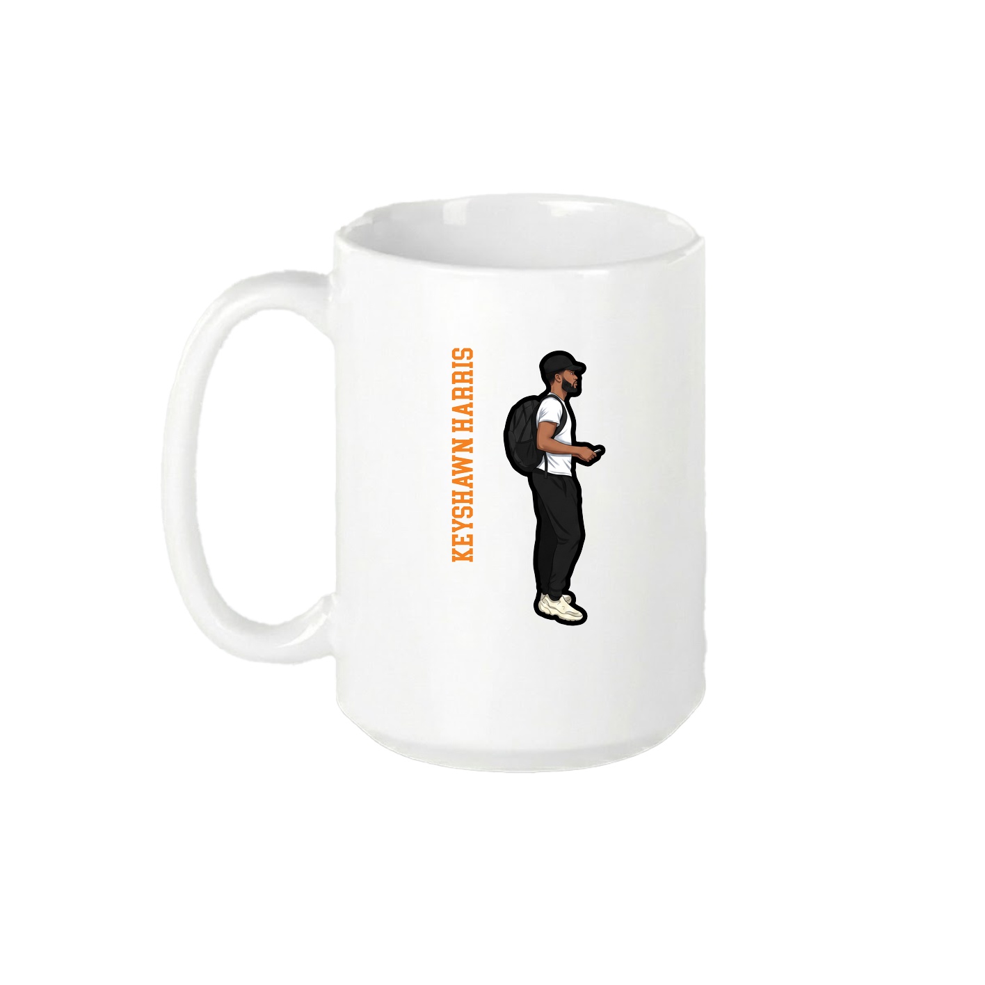 15oz Coffee Mug — Name Vertical in White