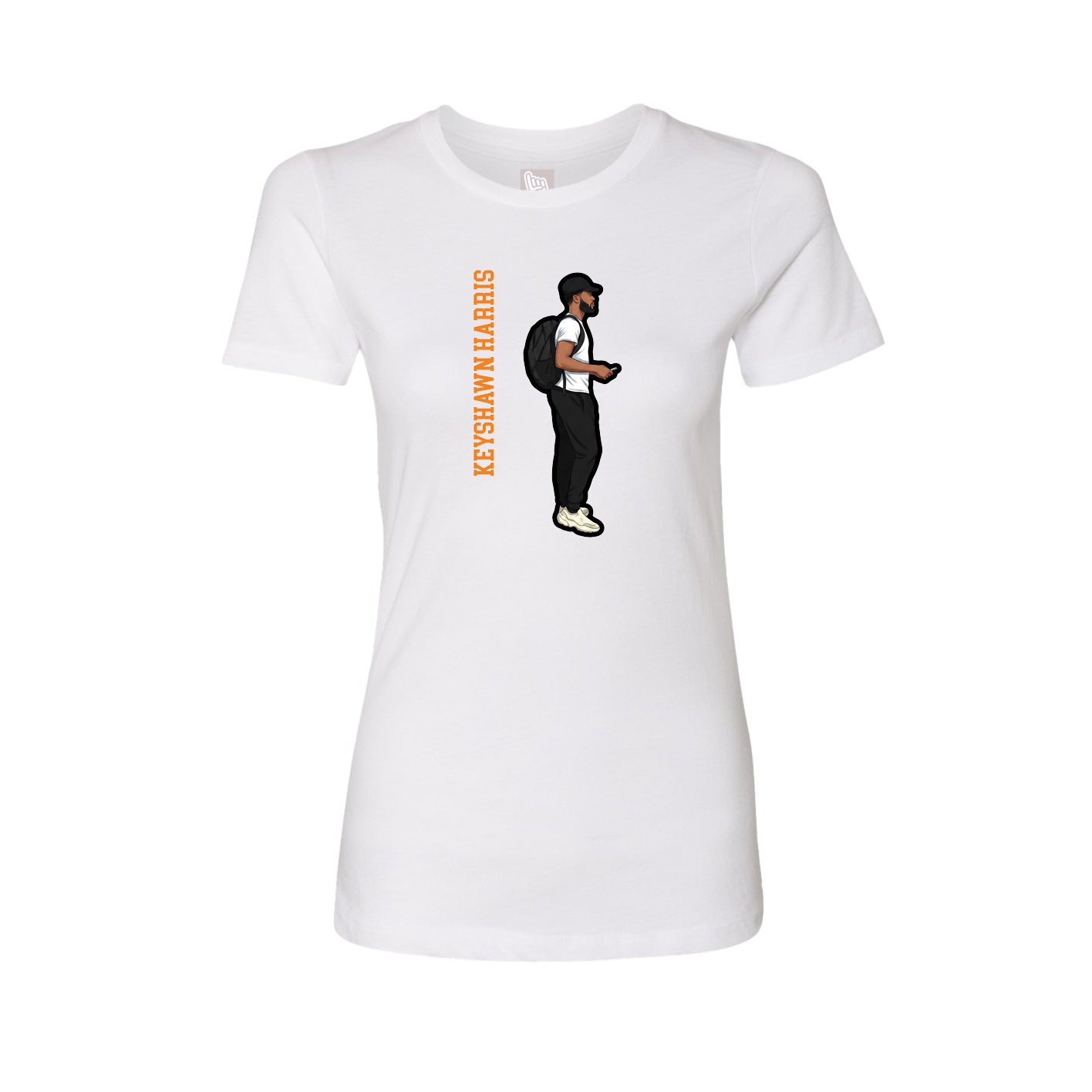 Womens Tee — Name Vertical in White